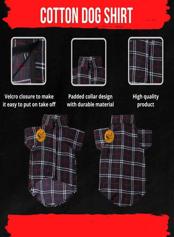 سايج سكوير قميص كلاب من قماش ناعم ومريح بنقشة مربعات سوداء | تصميم عصري وجذاب للحيوانات الأليفة | خفيف الوزن وناعم | ملابس مريحة وجيدة التهوية للكلاب | طقم صدرية أنيق (نقشة مربعات سوداء) (مقاس كبير جدًا - 28 بوصة) - Image 5